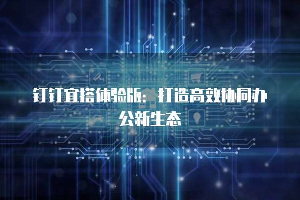 钉钉宜搭体验版：打造高效协同办公新生态