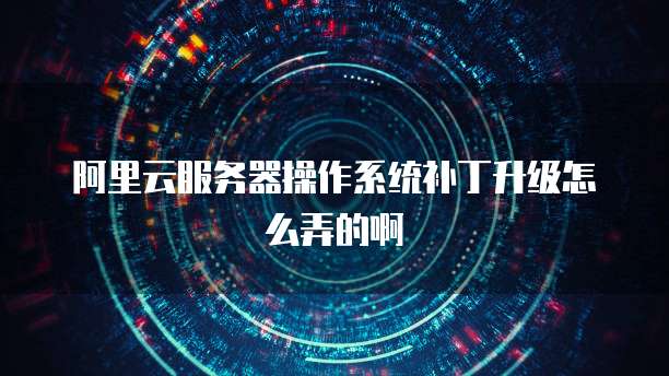 阿里云服务器操作系统补丁升级怎么弄的啊
