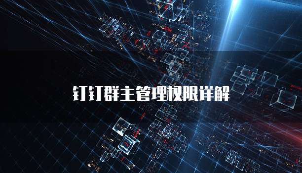 钉钉群主管理权限详解