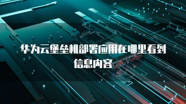 华为云堡垒机部署应用在哪里看到信息内容