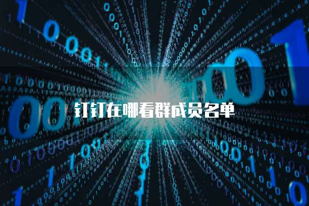 钉钉在哪看群成员名单