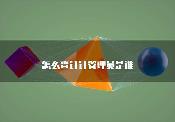 怎么查钉钉管理员是谁